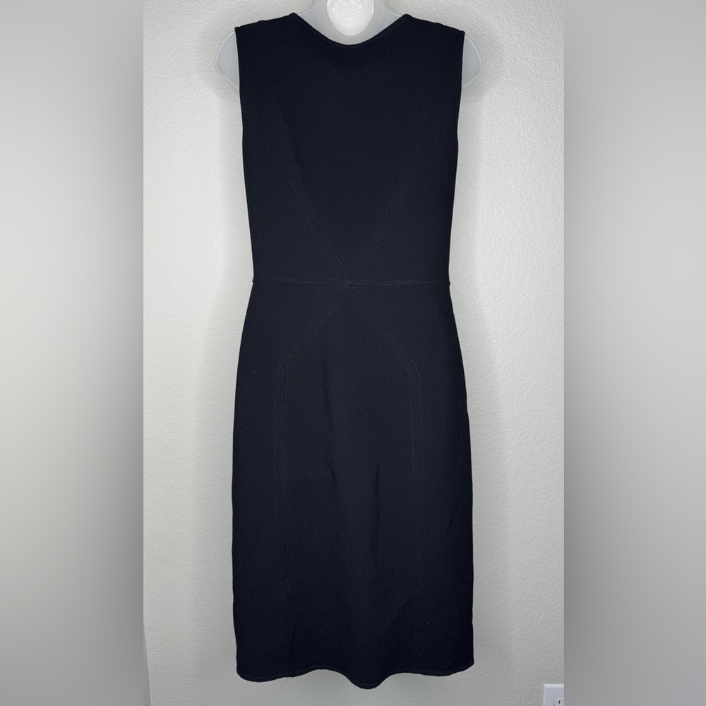 Oscar de la Renta Black Wool Sleeveless Sheath Dress Size 8 Silk Lined‎ Classic